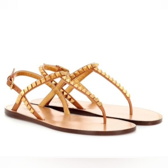 Valentino Garavani Shoes - VALENTINO Rockstud No Limit Leather T-Strap Sandals Size 38.5 US Size 8.5 NWOT